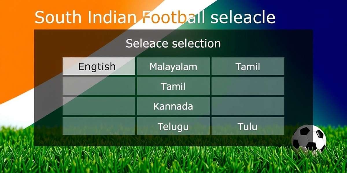 South Indian Football Language Options South Indian Football language selection screen showing options for English, Malayalam, Tamil, Kannada, Telugu, and Tulu